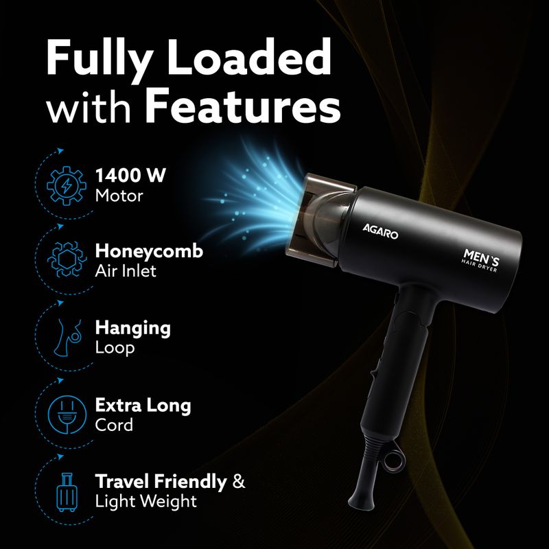 AGARO Premium Hair Dryer 1400W 3 Temp Settings - Image 4