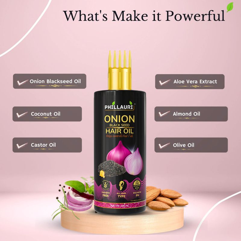 Phillauri Black Seed Onion Hair Oil for Hair Regrowth - Image 5