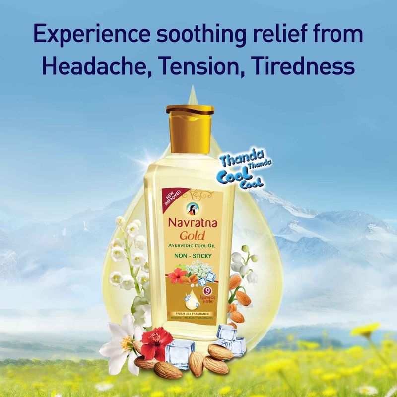 Navratna Gold Ayurvedic Cool Oil 200ml - Image 4