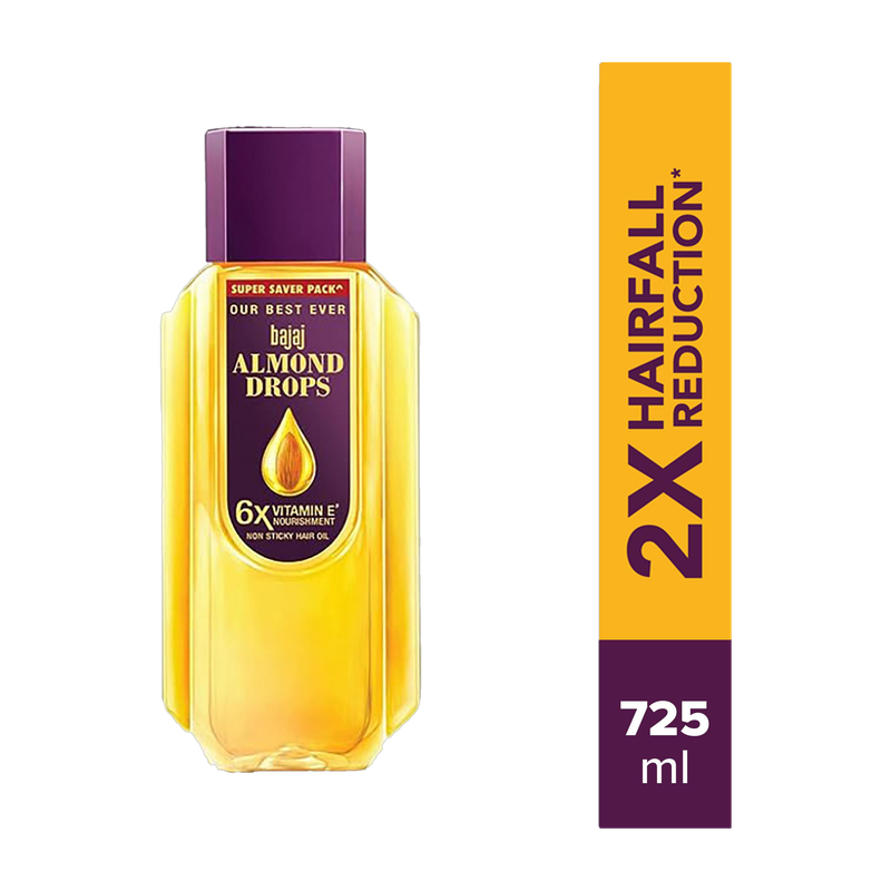 BAJAJ Almond Drops with 6X Vitamin E Nourishment for 2X Hairfall Reduction Hair Oil (725 ml)