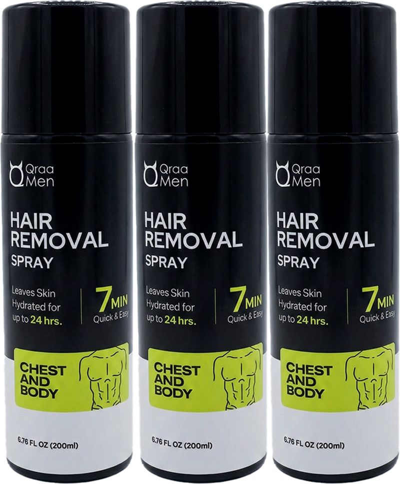Qraa Men Hair Removal Cream Spray 600ml (Set of 3) - Image 2