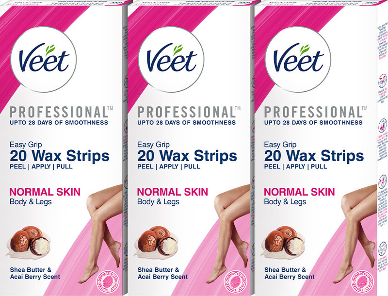 Veet Wax for Body Legs, Women Hair Removal, with shea butter, for normal skin care Strips