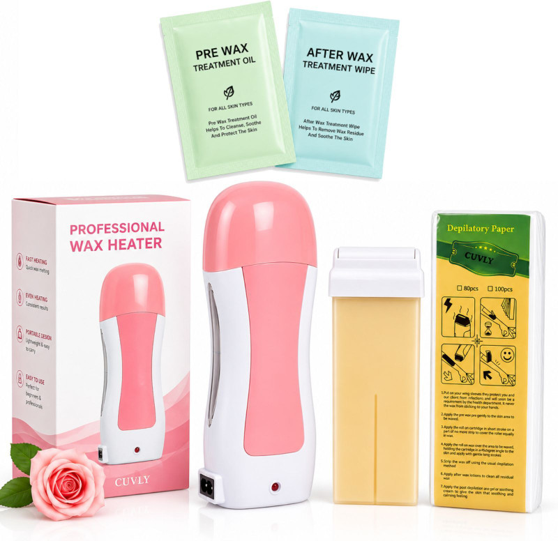CUVLyCUVLY Roll-On Wax Heater Kit for Women | Automatic Wax Warmer with Wax Cartridge Wax Wax (100 g)