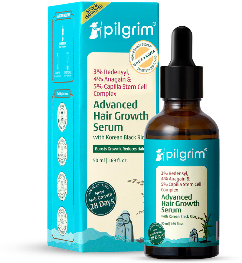 pilgrim advanced hair growth serum rosemary korean black rice men women