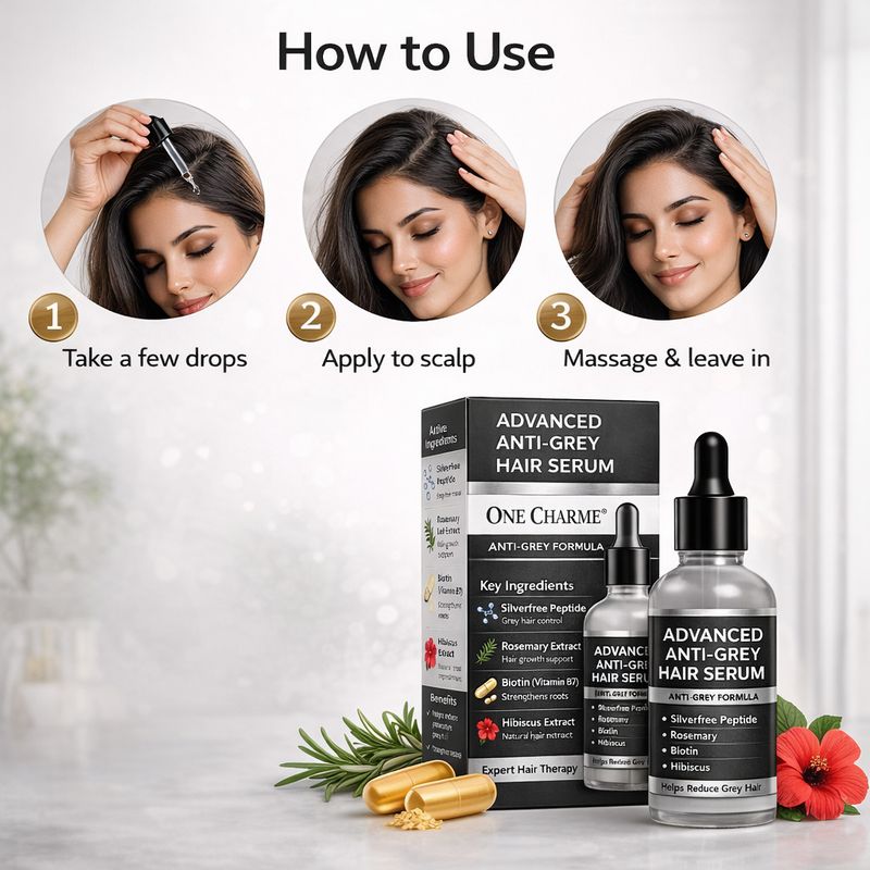 ONE CHARME Anti Grey Hair Serum with Rosemary, Biotin - Image 4
