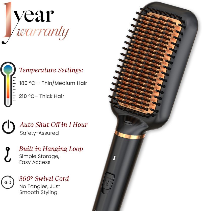 MakeMeeBold Frizz-Free Hair Straightening Brush 73mm - Image 6