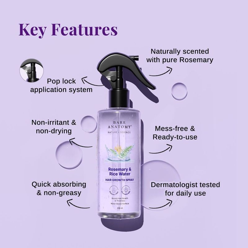 BARE ANATOMY Rosemary Water Spray for Hair - Image 5
