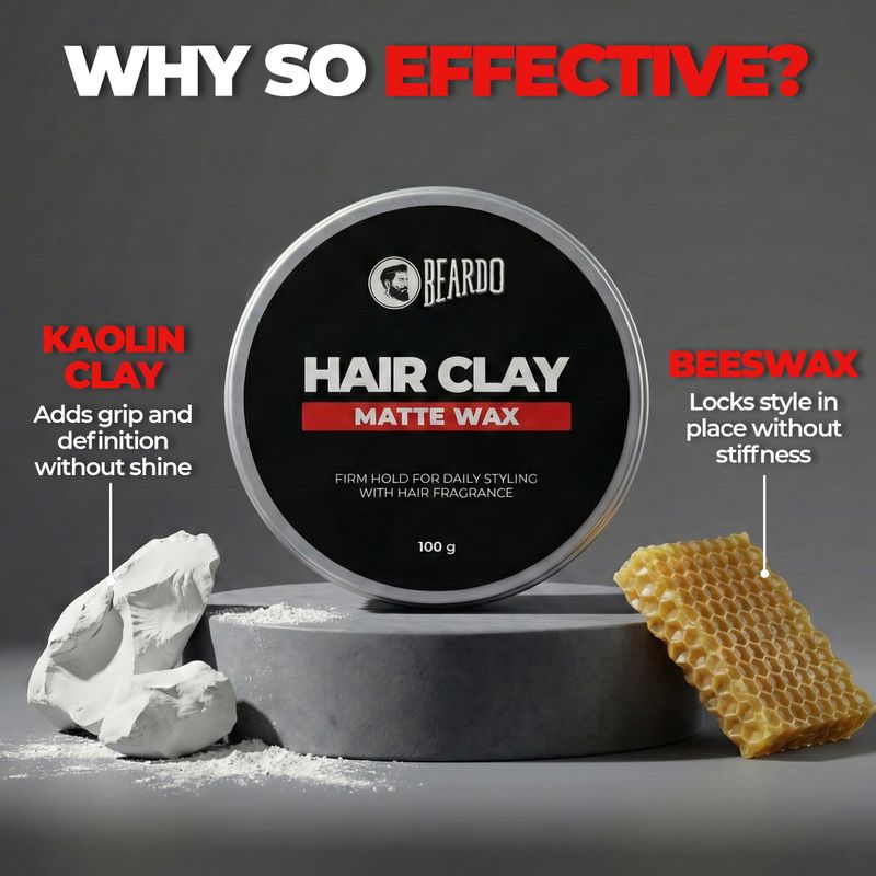 BEARDO Hair Clay Wax for Men, 100 gm - Image 6