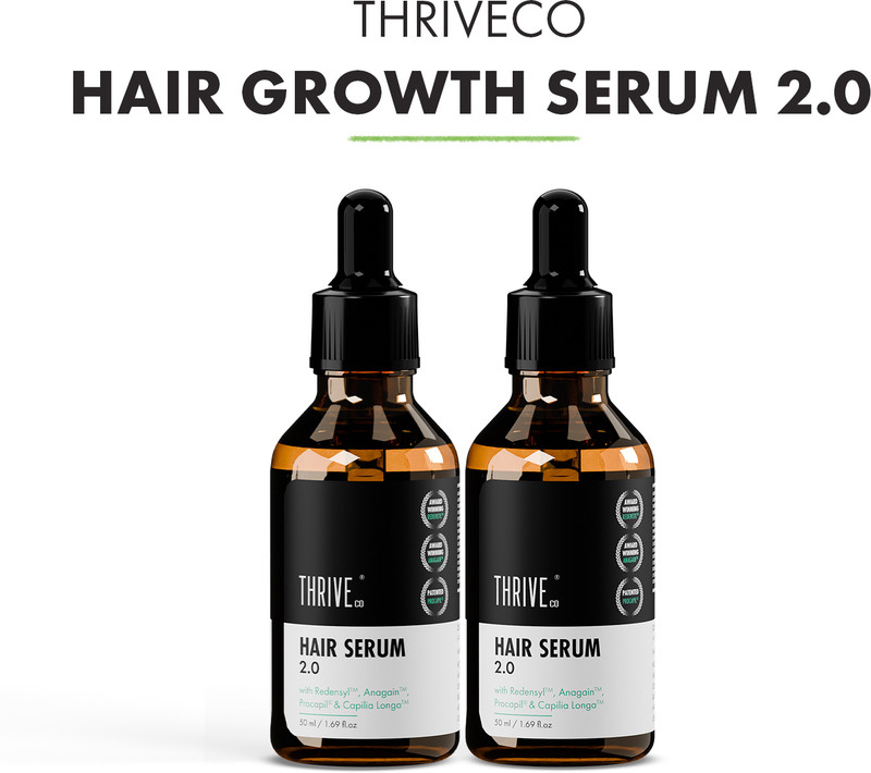 ThriveCo Hair Growth Serum 2.0 for Hairfall Control, Strength & Thickness, Pack of 2 100 ml