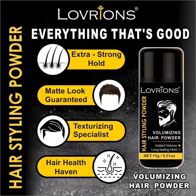 LOVRIONS Mattifying Volume Powder Hair Wax 15gm Matte Finish|Wax Extreme|Strong Hold Hair Styling Powder Extreme Hold Hair Volumizer Powder (15 g) - Image 5