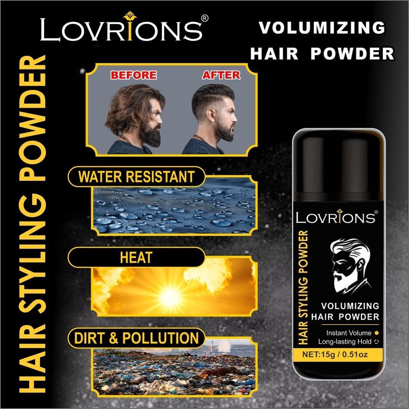 LOVRIONS Mattifying Volume Powder Hair Wax 15gm Matte Finish|Wax Extreme|Strong Hold Hair Styling Powder Extreme Hold Hair Volumizer Powder (15 g) - Image 4