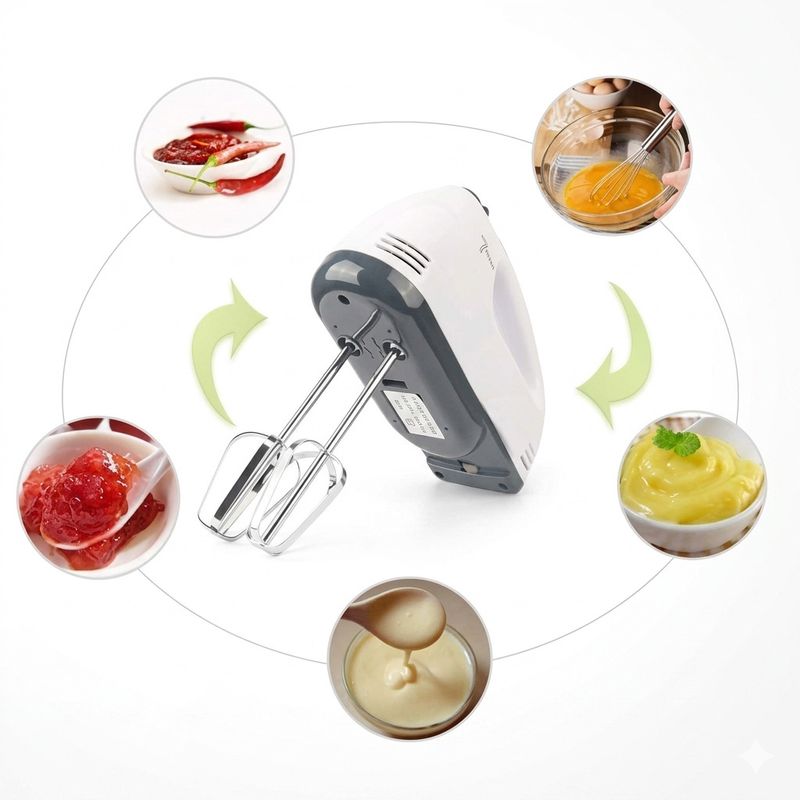 Elysium 260 W White Electric Whisk, Hand Blender, Stand Mixer (260HAND) - Image 4