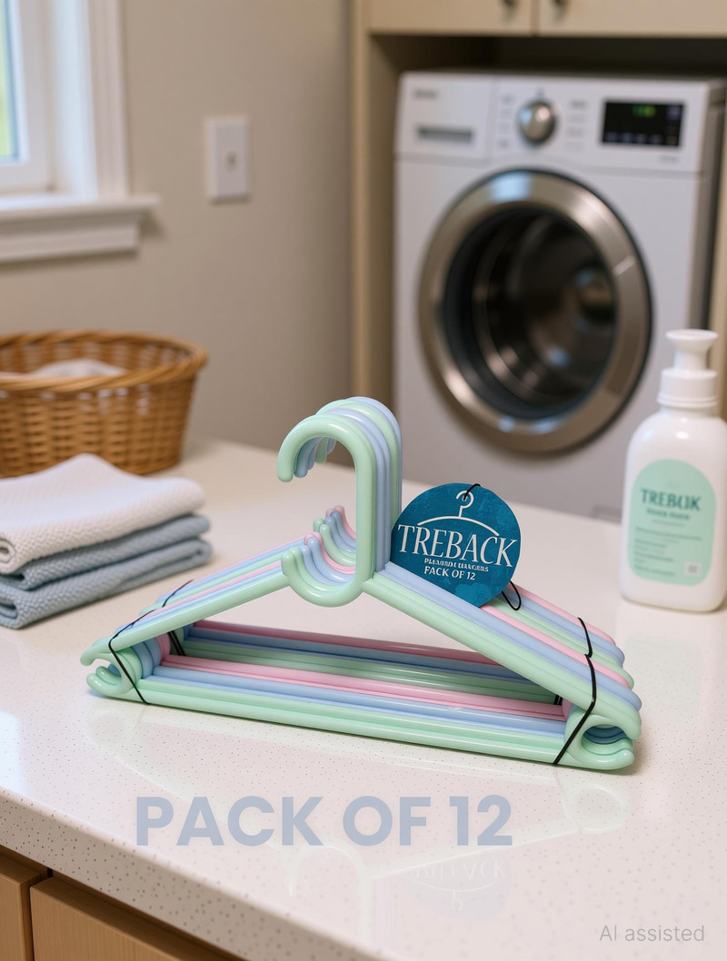 treback Hangers for clothes plastic hanger pack of 12 Plastic Shirt Pack of 12 Hangers For  Shirt (Multicolor)