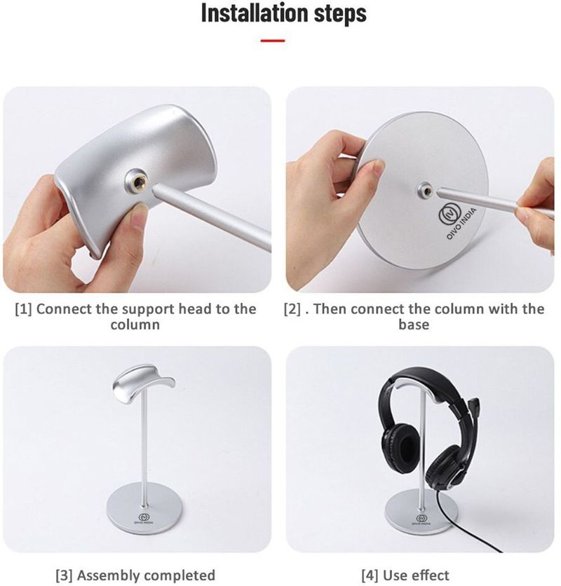 OIVO INDIA Silver Headset Holder with Aluminum Bar - Image 3