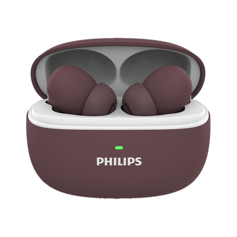 PHILIPS TAT1150RD Earbuds with ANC/ENC, 55H Playtime, 13mm Drivers, IPX5 Proof, BT v5.3 Bluetooth Headset (Red Mahogany, True Wireless) - Image 2