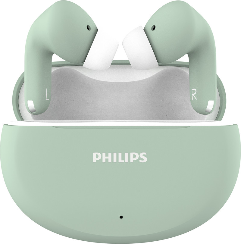 PHILIPS TAT1269 TWS Earbuds, 40H Playtime, BT 5.4, IPX5, Frosty Green Bluetooth Headset Frosty Green, True Wireless