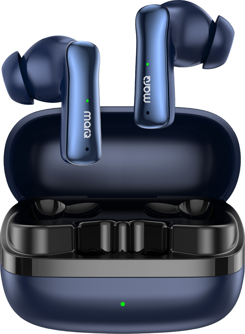 MarQ by Flipkart Rhythm Q0824 30 Hours Playtime Type C Fast Charging Bluetooth Dual Mic ENC Bluetooth Headset (Blue, True Wireless)