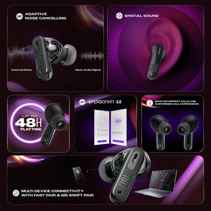 JBL Tune Beam 2 Ghost Transparent ANC Earbuds - Image 3
