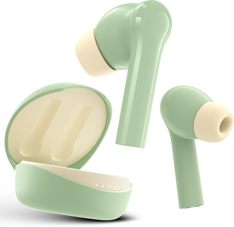 Mivi Duopods D4, 50Hrs Playtime, HD Call, Fast Charging, IPX4, Voice Assistant, 5.3v Bluetooth Headset Hazel Green, True Wireless