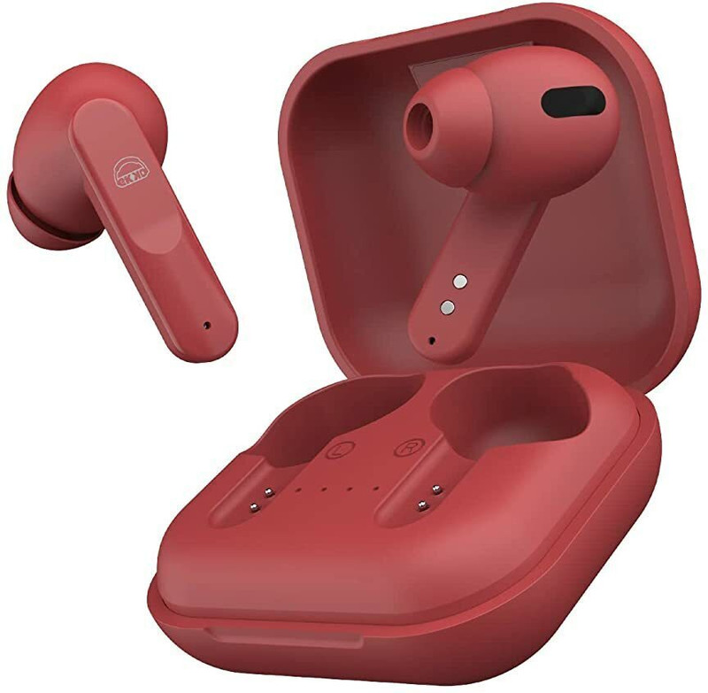 Ekko Earbeats T04 TWS with 50H Playtime, 10MM Driver, Noise Cancellation,Massive Bass Bluetooth Gaming Headset (Red, True Wireless)