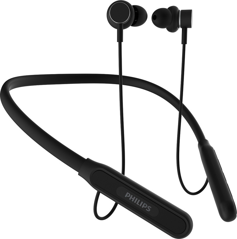 PHILIPS TAN1150BK Neckband, 60H Playtime, 13mm Drivers, AI ENC Mic, BT v5.3, IPX5 Proof Bluetooth Headset (Deep Black, In the Ear)