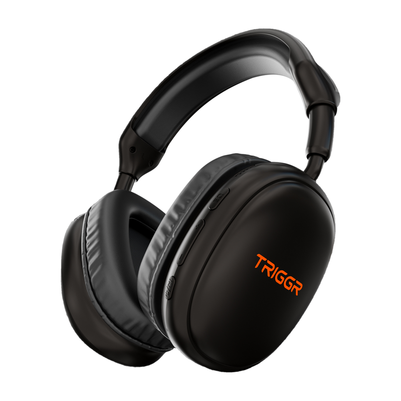 TRIGGR Punkheadz Z1 with 50H Battery, 3EQ Modes, Dual Pairing, Matte Finish, ENC, v5.4 Bluetooth Headset Carbon Black, On the Ear