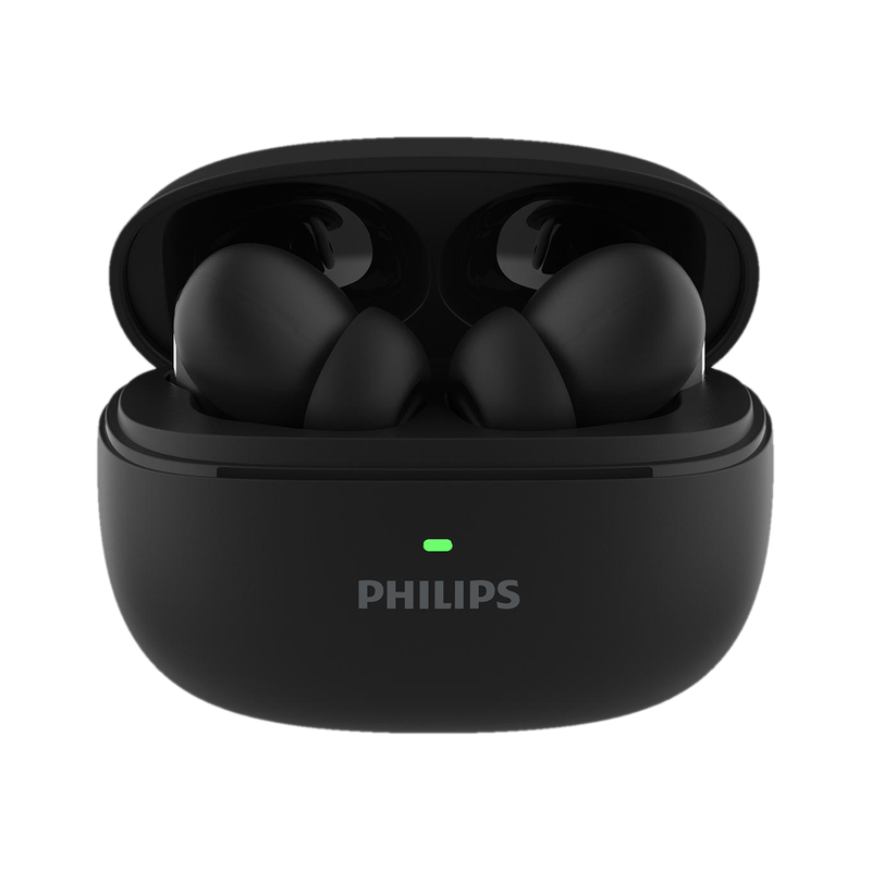PHILIPS TAT1150BK Earbuds with ANC/ENC, 55H Playtime, 13mm Drivers, IPX5 Proof, BT v5.3 Bluetooth Headset (Deep Black, True Wireless)