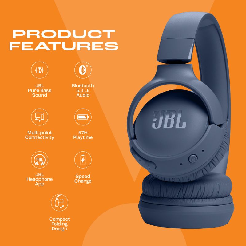 JBL Tune 520 BT 57Hr Playtime Bluetooth Headset - Image 4