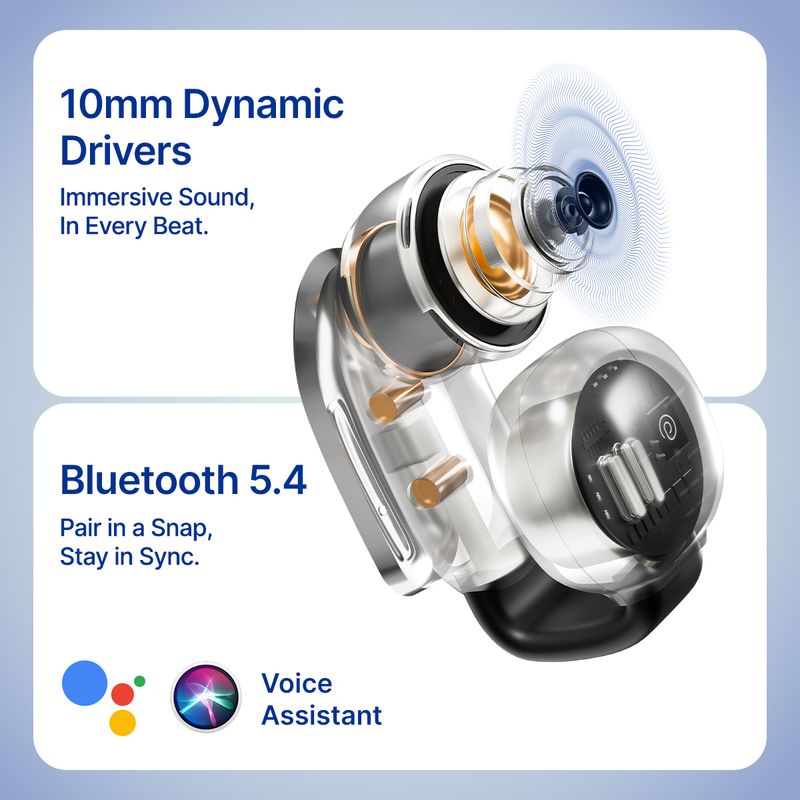 PTron Bassbuds Vortex Open-Earclips TWS Earbuds (Black) - Image 6