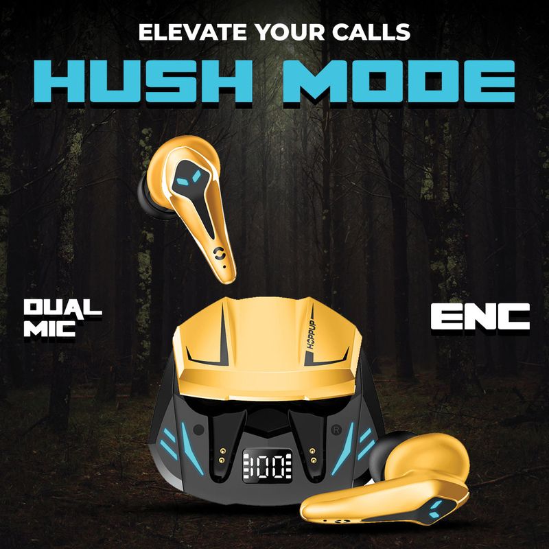HOPPUP Predator Xo3 Gaming Earbuds with 35MS Low Latency, 13MM DRIVERS & 50H PlayTime Bluetooth Gaming Headset (Yellow, True Wireless) - Image 5