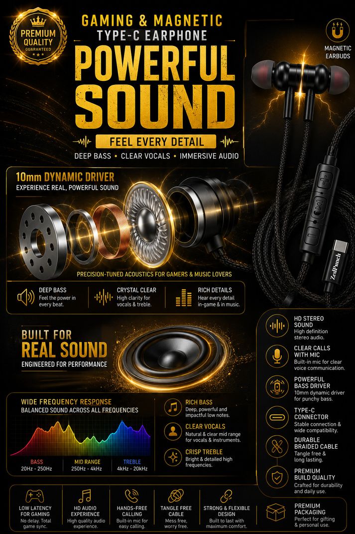 ZedPunch Type C Wired Gaming Earphones - Image 5
