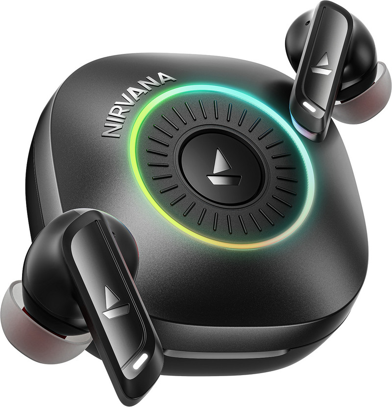 boAt Nirvana Crown, SONIC A.R.C,LEDs, Haptic Feedback, 50dB Hybrid ANC, Spatial Audio Bluetooth Headset Gunmetal Grey, True Wireless