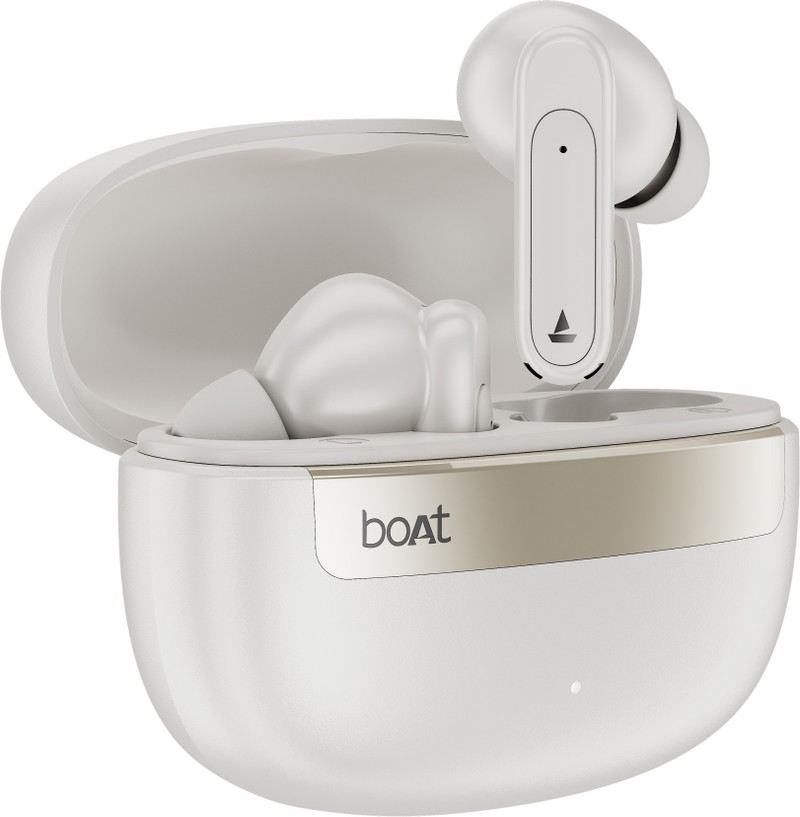 boAt Airdopes Plus 223,Spatial Audio,60H Battery,Quad Mic,AI-ENx,Multi-Connect,BTv6.0 Bluetooth Headset Classic white, True Wireless