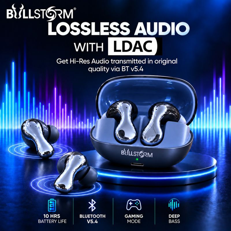 BULLSTORM Voltiq 977 Earbuds Bluetooth 5.3, 24Hr Playtime, Blue - Image 4