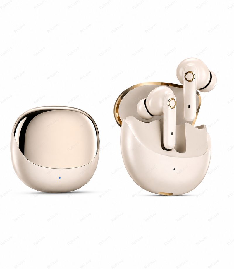 ROKAVO True Wireless Earbuds (Beige) - Image 3