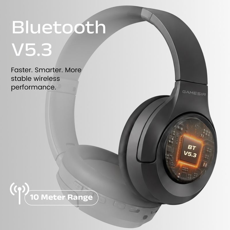 GameSir BeatXtra Pro Wireless Bluetooth Headphones, 40H Playtime, Deep Bass & Mic Bluetooth Headset (Black, On the Ear) - Image 6