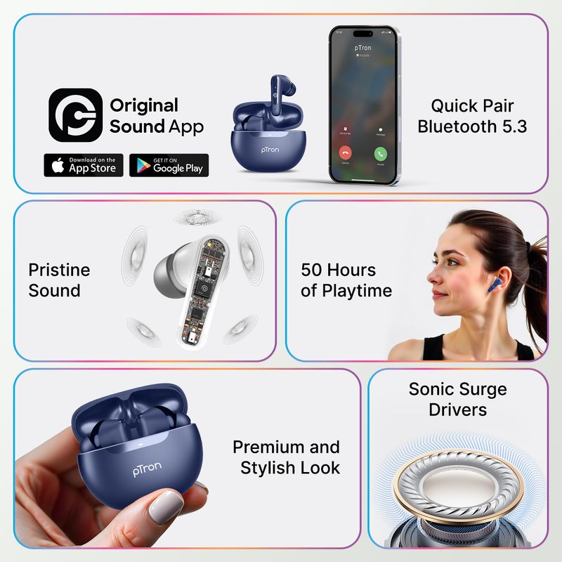 PTron Vibe 50hrs Playtime Bluetooth Headset - Image 3