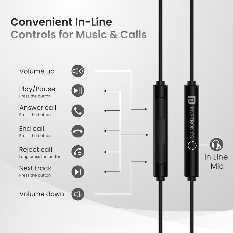 Portronics Conch Theta A 3.5mm Wired Earphone - Image 4