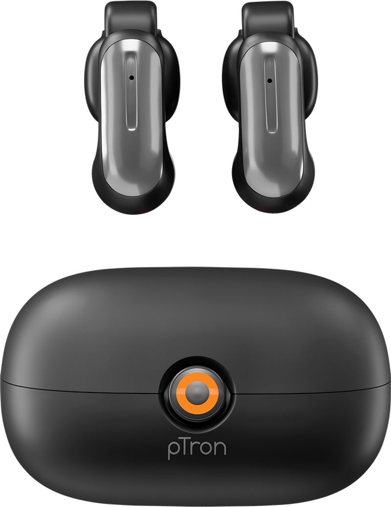 PTron Bassbuds Vortex Open-Earclips TWS Earbuds (Black) - Image 3