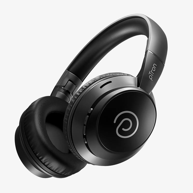 PTron Studio Evo w/ Dual-Device Pairing, 70Hrs Playtime, Pristine Audio, Clear Calls Bluetooth Headset Black, On the Ear