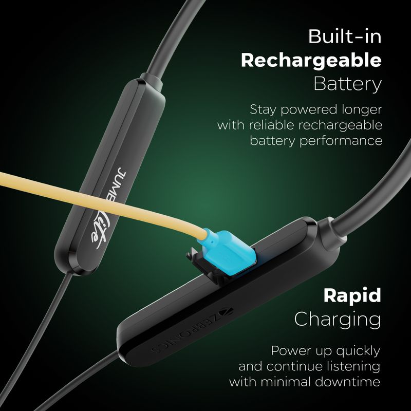 ZEBRONICS Jumbo Lite, with 70Hrs Backup, Fast Charging, ENC Mic, Gaming Mode, Splash Proof Bluetooth Headset (Black, In the Ear) - Image 5