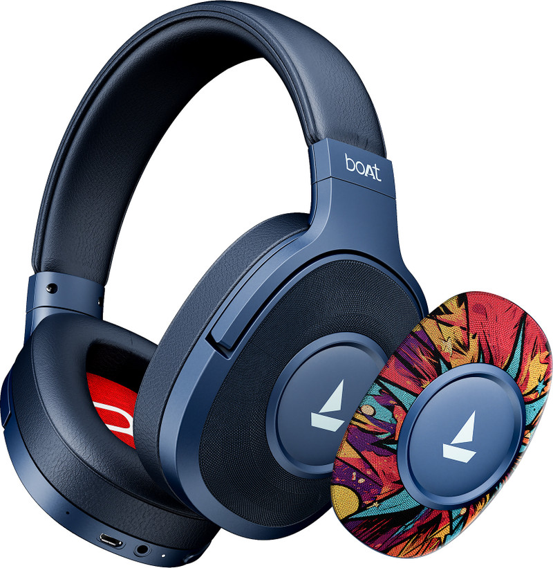 boat rockerz plus 550 customizable earcups 100h battery stream ad free music via app bluetooth