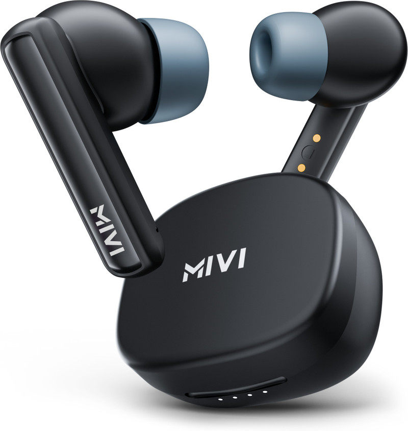Mivi Duopods B1 (Just Launched)45Hrs Playtime, AI ENC for HD Call, Fast Charging, 5.3 Bluetooth Headset Black, True Wireless