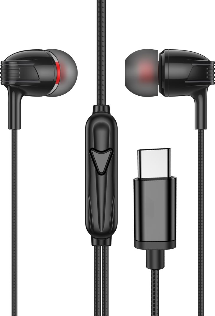 Aroma HF1002 Type C Wired Earphone, Onyx Black - Image 2
