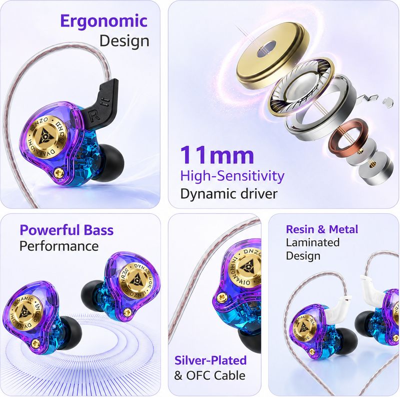 fire turtle Wired Gaming IEM Earphones with 11mm Driver - Image 3