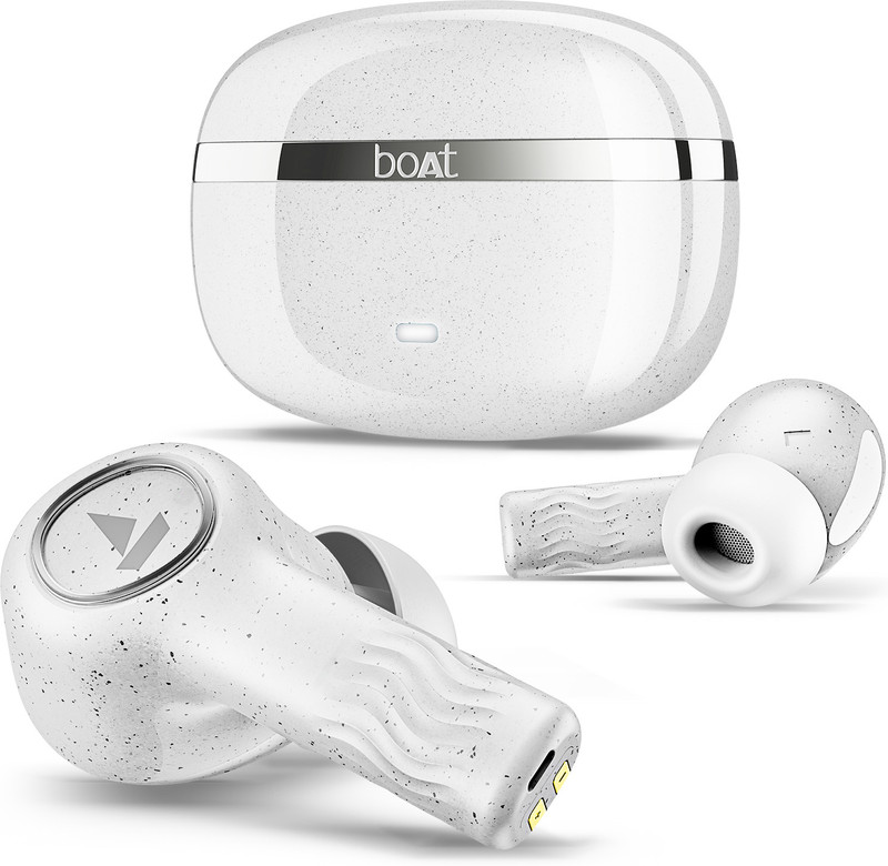 boAt Nirvana Ion 32dB Active Noise Cancellation, 120HRS, Bionic Mode, HIFI5 Bluetooth Headset Quartz white, True Wireless