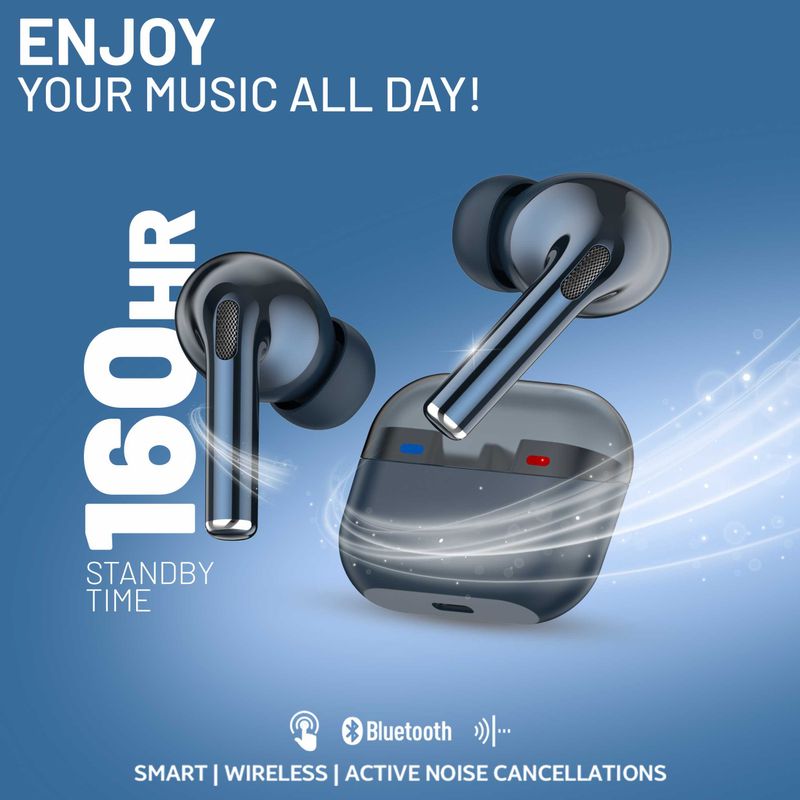 AMS Wireless Earbuds with ENC Noise, 160H Playtime, Blue - Image 5