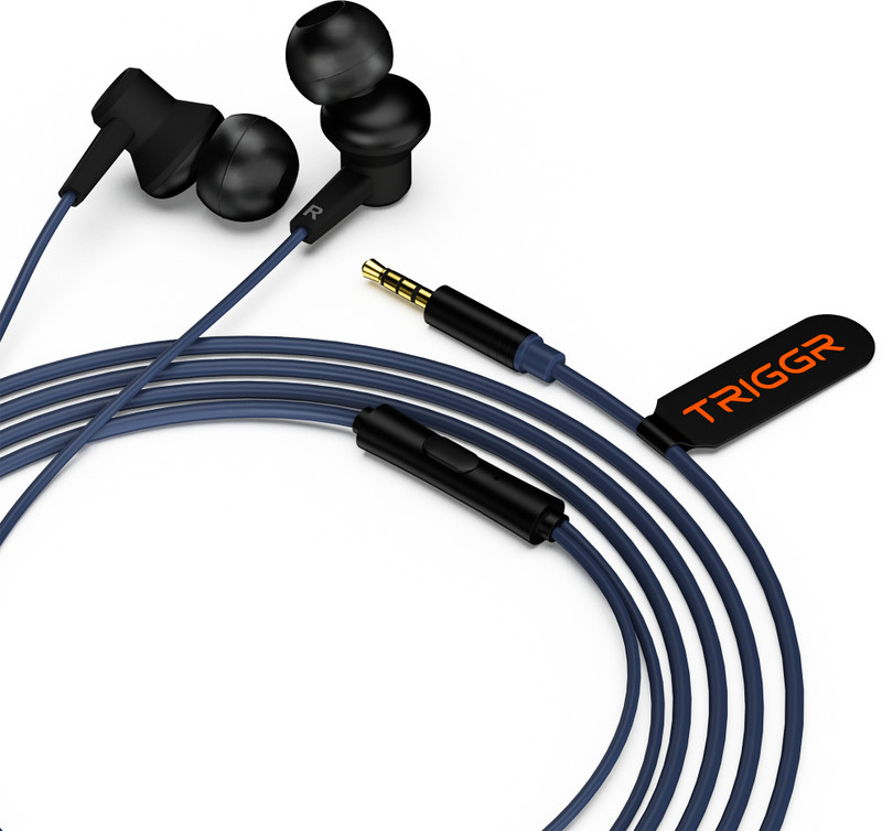 TRIGGR Blaze 3.5mm Jack Wired Earphones with 13mm Driver,In-line Controls,Rich Bass,Mic Wired Headset (Midnight Blue, In the Ear)
