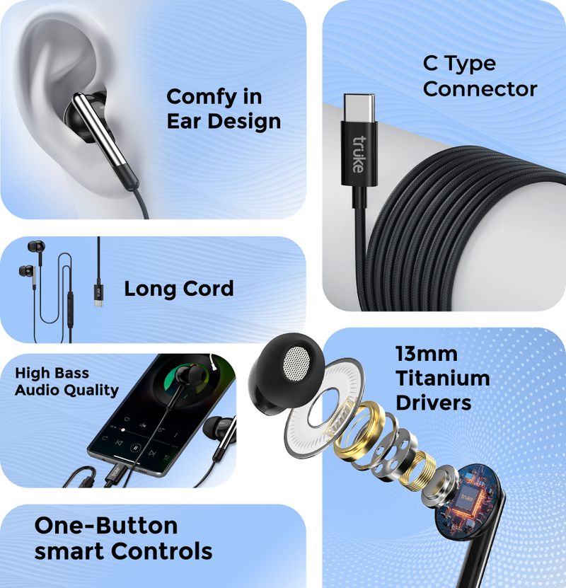 Bass H1 Wired Earphones with Type-C Jack - Image 3