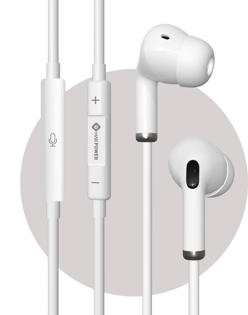 MAK POWER Type C Wired Headphones with Clear Sound and Comfortable Fit Wired Headset (White, In the Ear) - Image 2